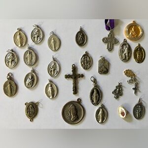 25 Vintage Religious Medals and Crosses - Dated back to the 40’s